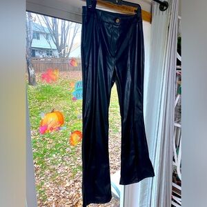 Faux leather black flare pants